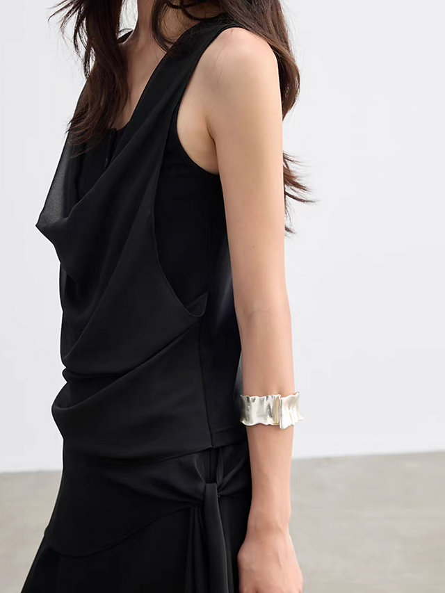 Docking drape connected two pieces like cotton poly tencel charcoal black vest 5