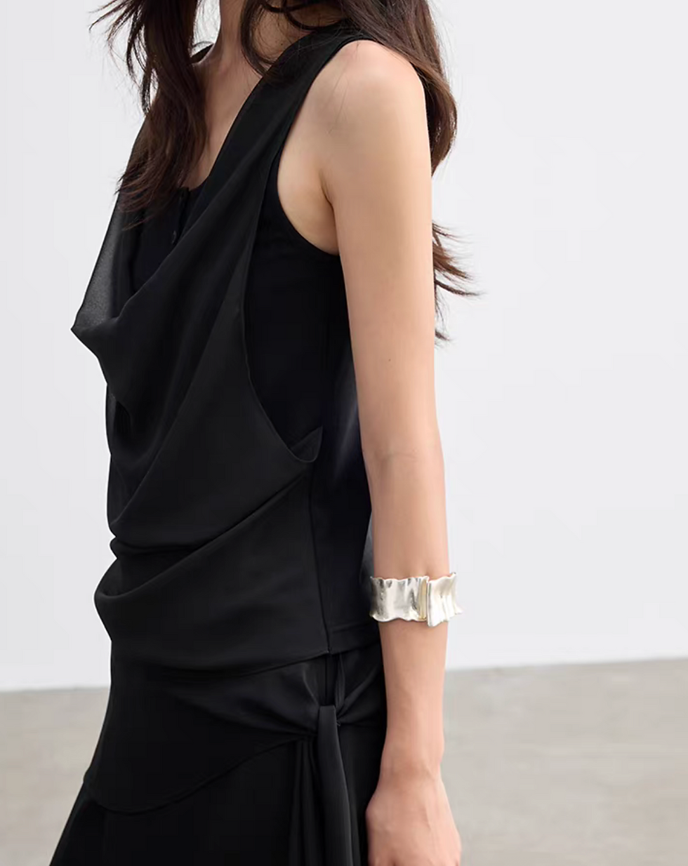 Thumbnail: Docking drape connected two pieces like cotton poly tencel charcoal black vest