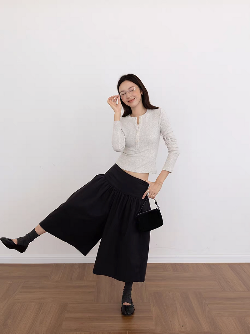 Ruffle cotton tencel high waisted skirt pants 11