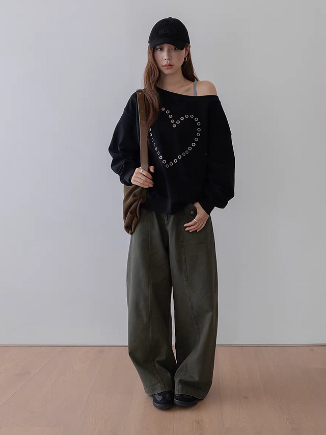 High waisted folded pockets denum pants 11