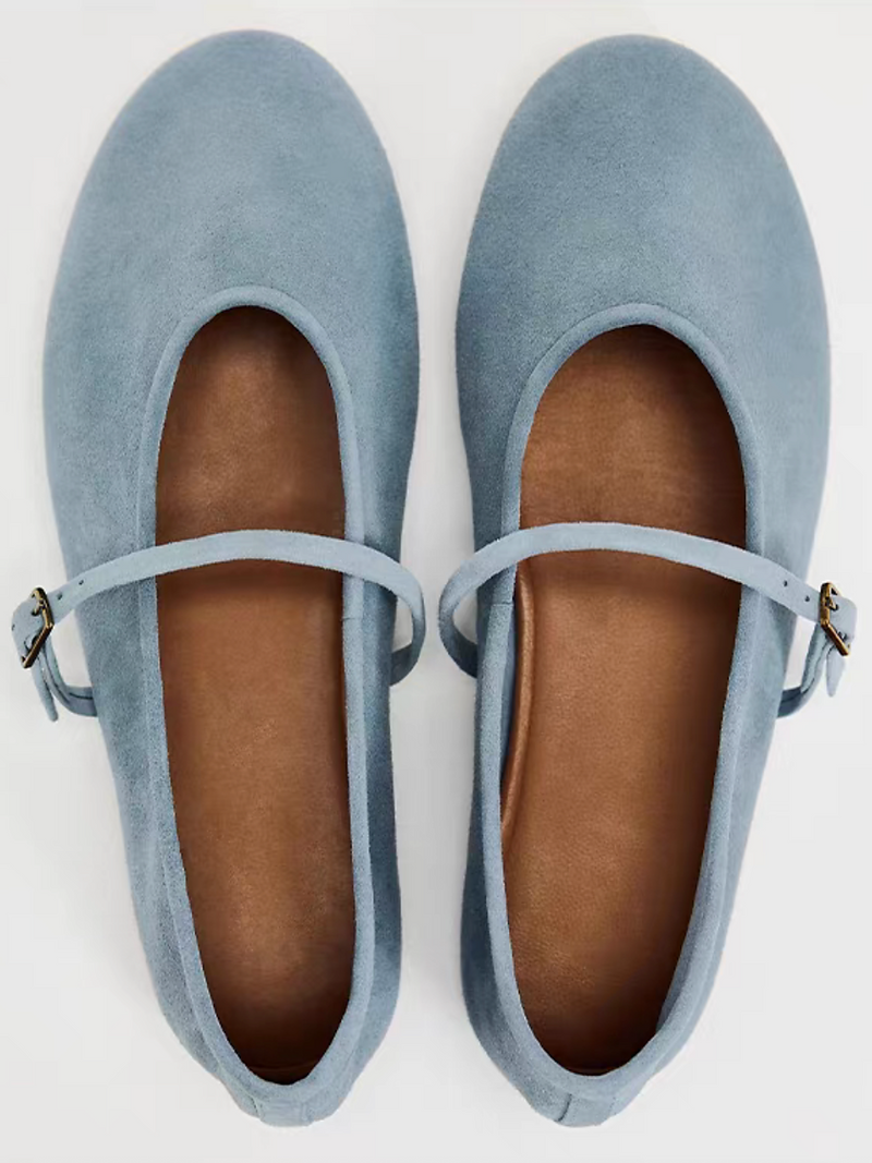 Calf leather suede pastel blue Mary Janes 5