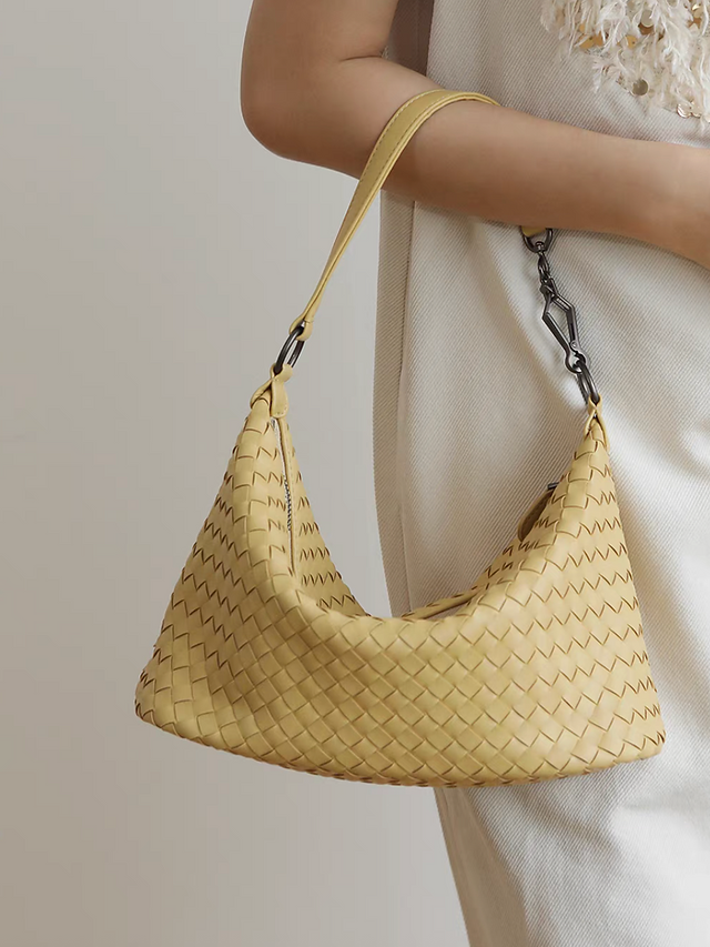 Weaved calf leather two way shoulder + crossbody bag 4