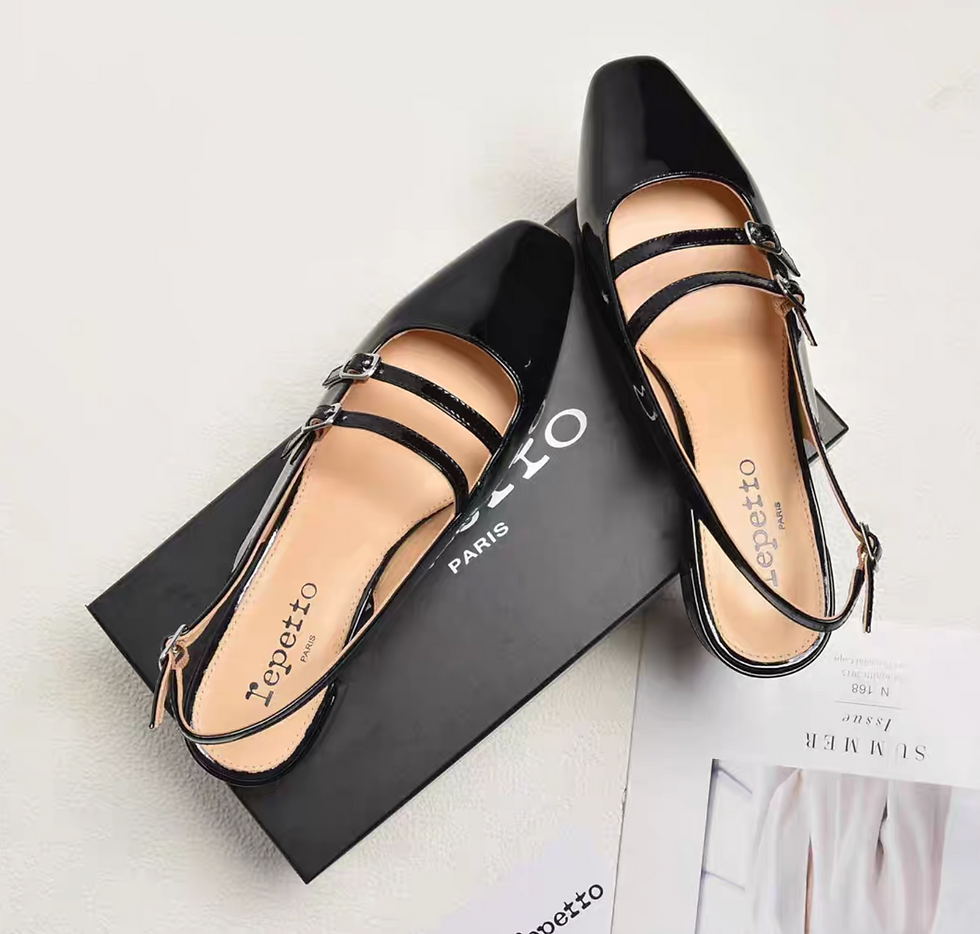 Thumbnail: Repetto Paris made in France double straps pointy sling sheep skin Mary