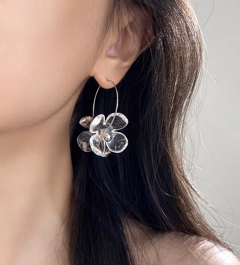 Thumbnail: Translucent flowers 925 silver earrings