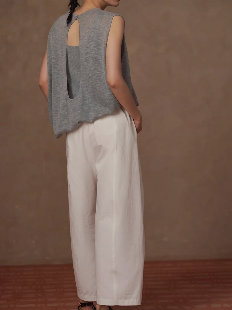 Crochet back buttoned asymmetric puff vest 3