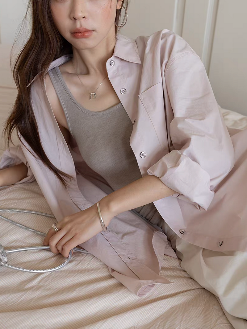 Cotton mid length embroidered shirt 13