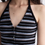 Thumbnail: Halter striped stretchy shell buttoned vest