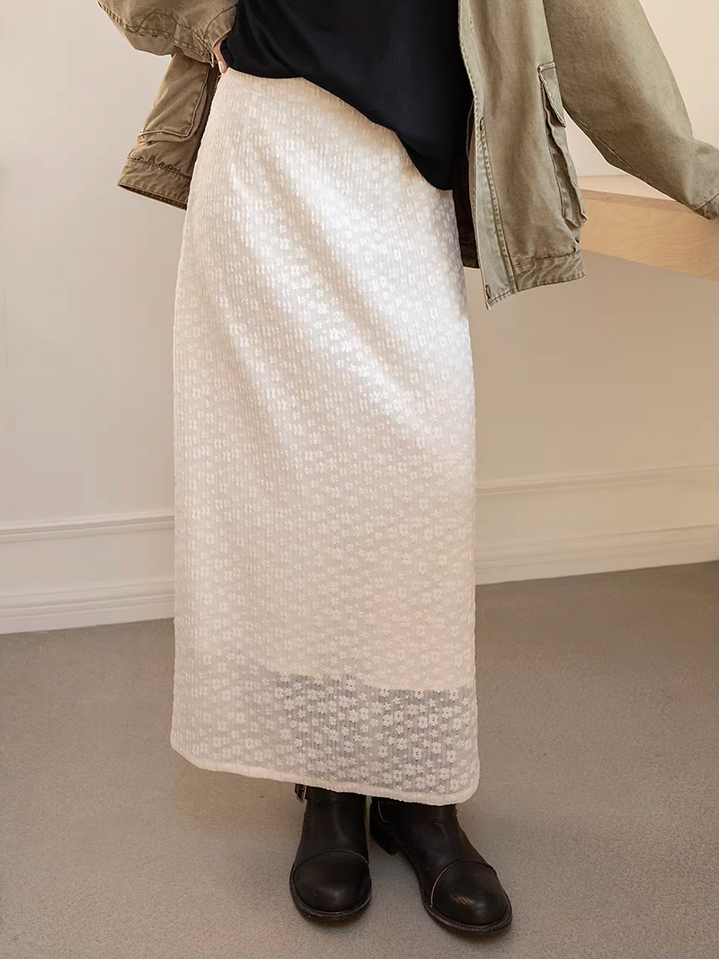 Elasticated floral crochet lined cotton poly skirt 5