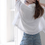 Thumbnail: High waisted acid washed denim straight pants