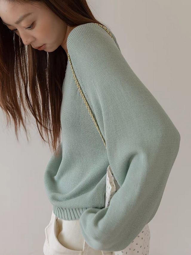 Poly rayon acrylic knitted V neck jumper 7