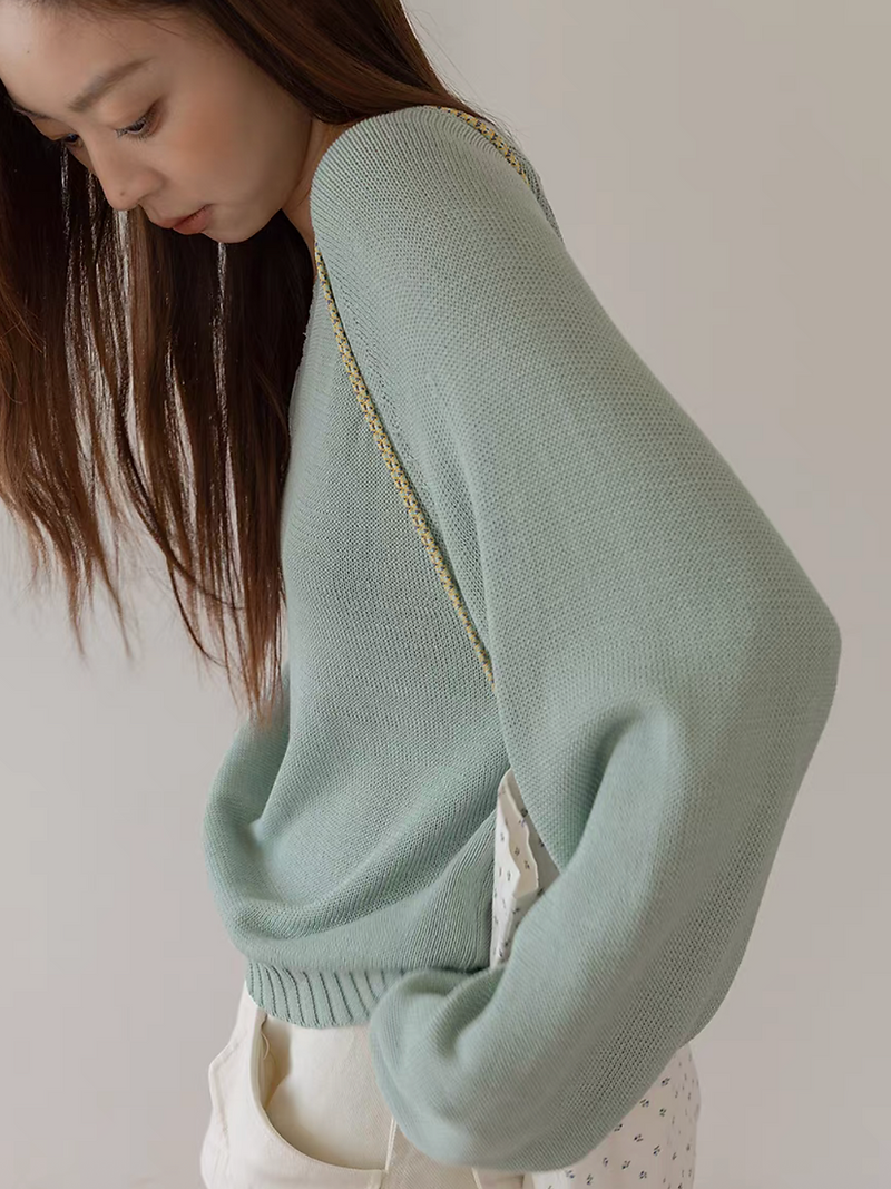 Poly rayon acrylic knitted V neck jumper 7