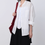 Thumbnail: Stitched pockets linen crewneck sheer cardigan / blouse