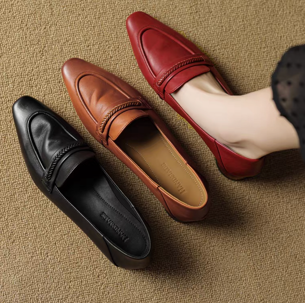 Thumbnail: Calf leather braided pointy loafers