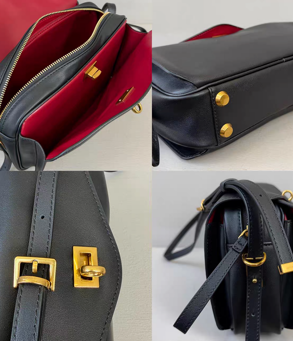 Thumbnail: Smooth calf leather twist buckle flap rodeo shoulder + crossbody bag