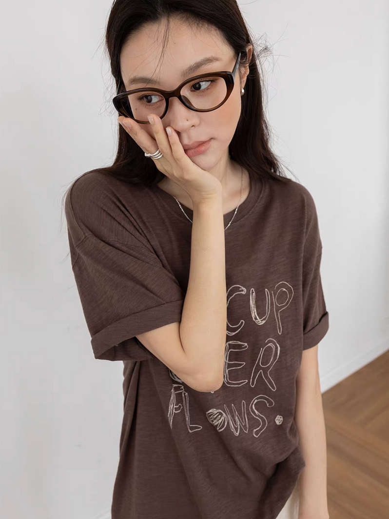 My Cup Over Flows print cotton crewneck tee 5