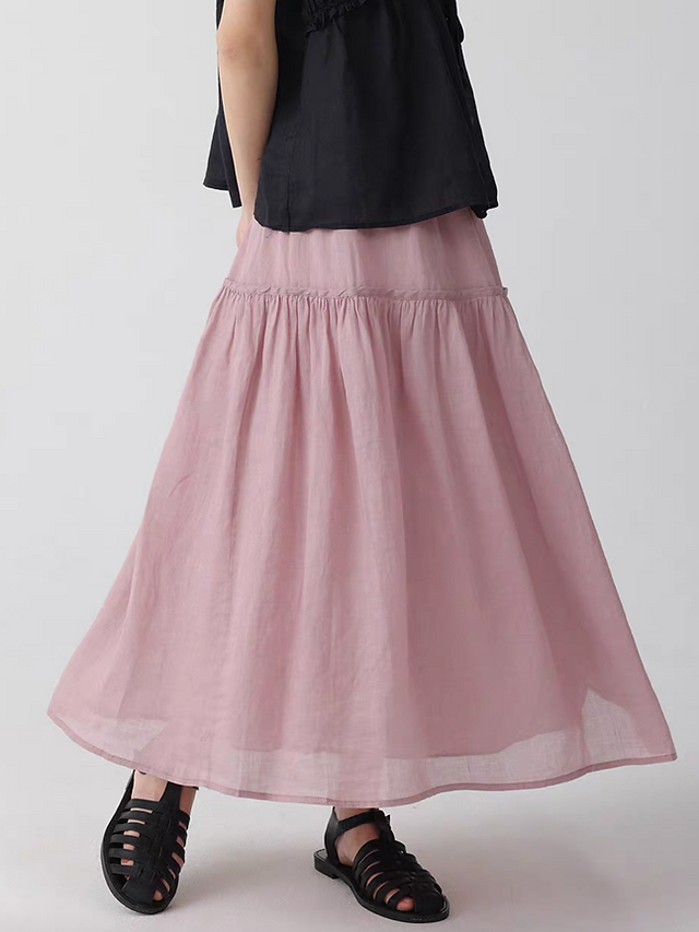 Pure linen lined elasticated skirt 1