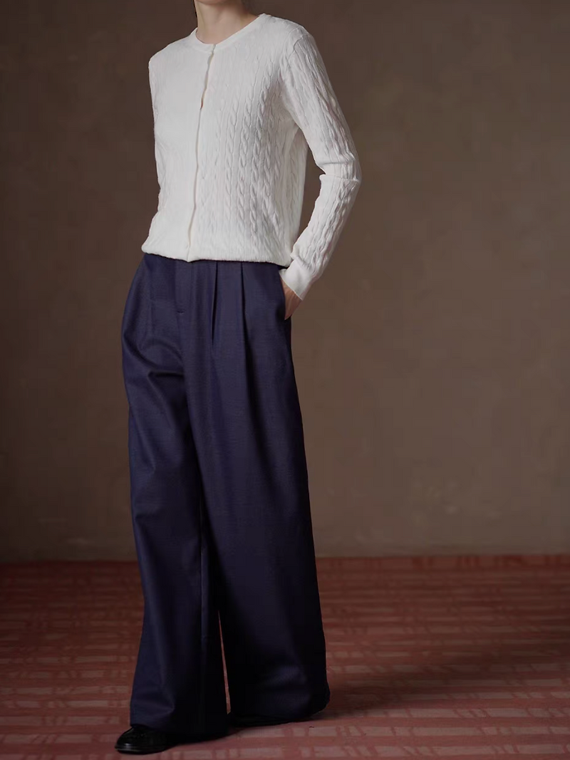 High waisted back elasticated tencel denim pleated straight pants 4