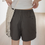 Thumbnail: Back embroidered elastic band cotton side slit shorts