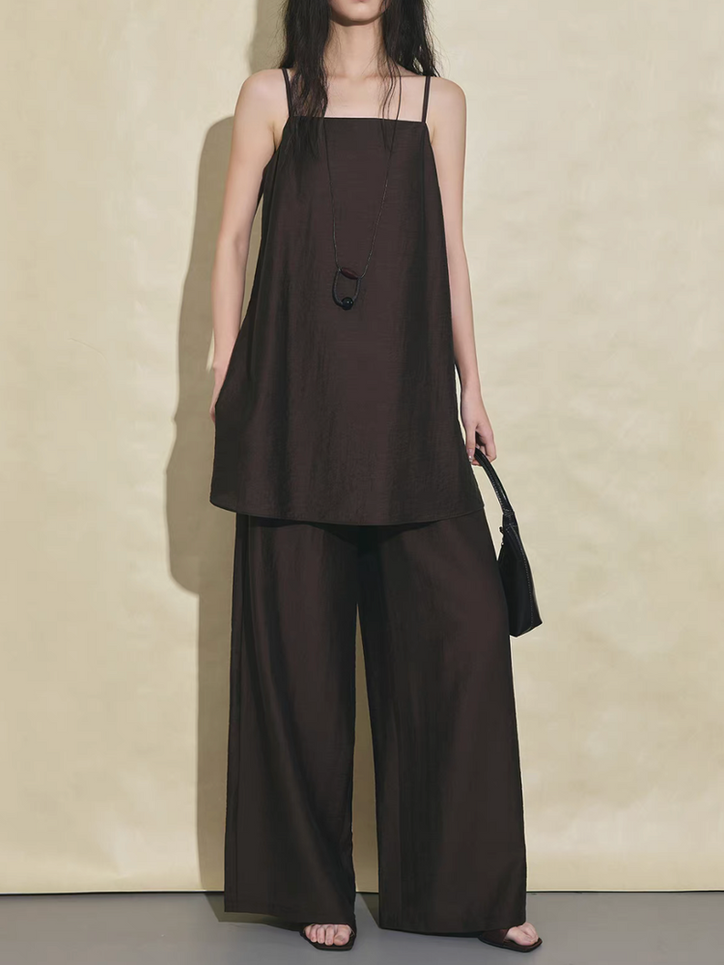 Mocha brown elasticated straight leg lyocell rayon pants 5