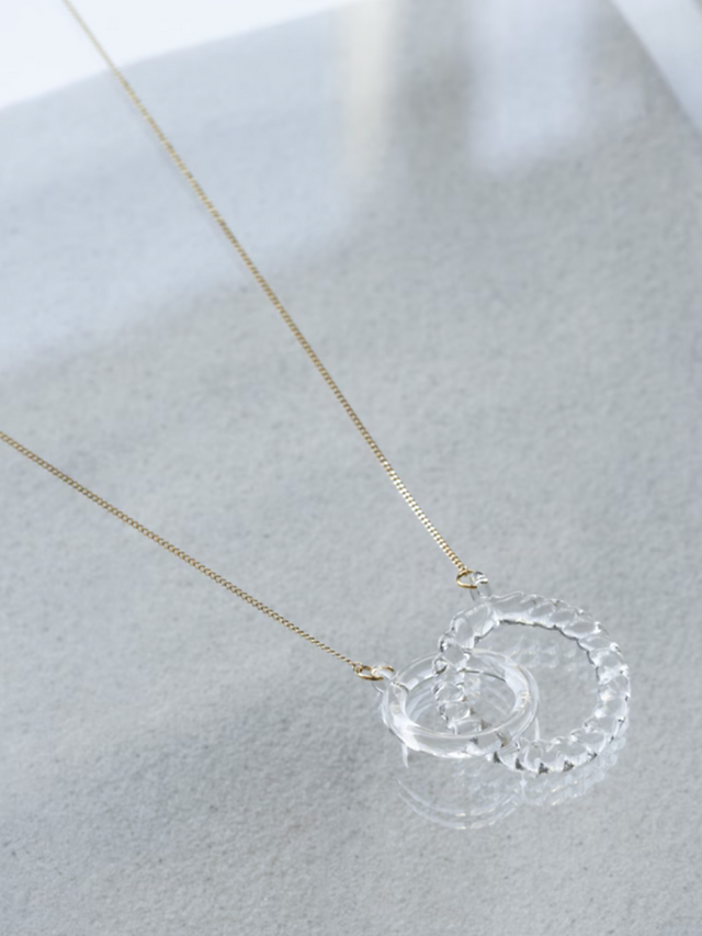 Handmade Hario engraved interloop rings glass necklace 2
