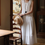 Thumbnail: Lined ruffle collar white cotton rayon sleeveless dress