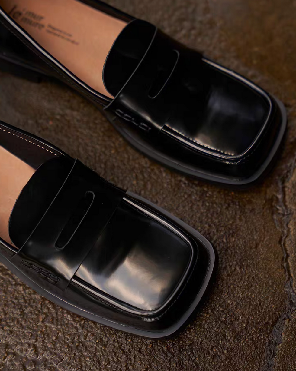 Thumbnail: Made in Paris Argentinian calf skin penny saver black loafers