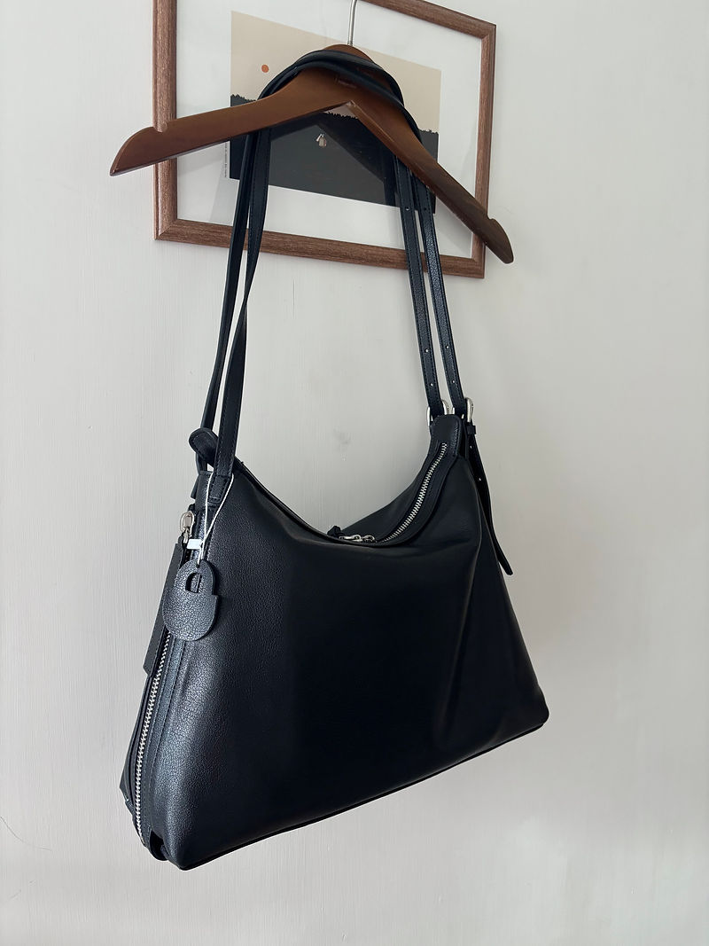 Embossed smooth calf leather double adjusted strap shoulder +crossbody drape bag 9