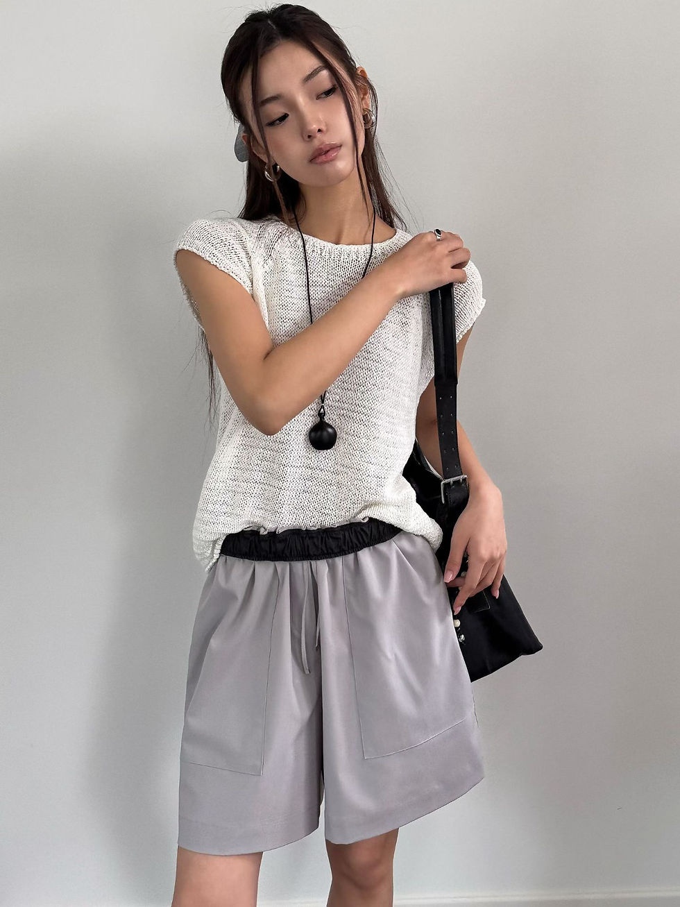 Thumbnail: Elasticated casual poly rayon drawstring back pockets shorts