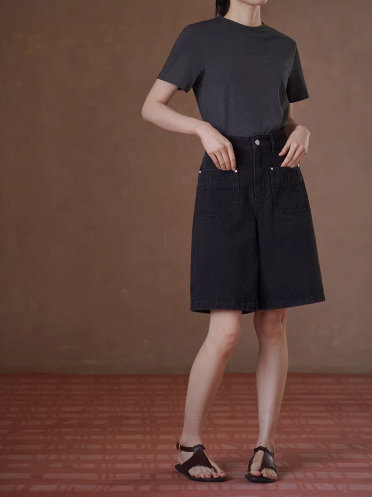 Crewneck charcoal color back contour cotton modal tee 5