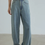 Thumbnail: High waisted acid washed light blue denim straight jeans