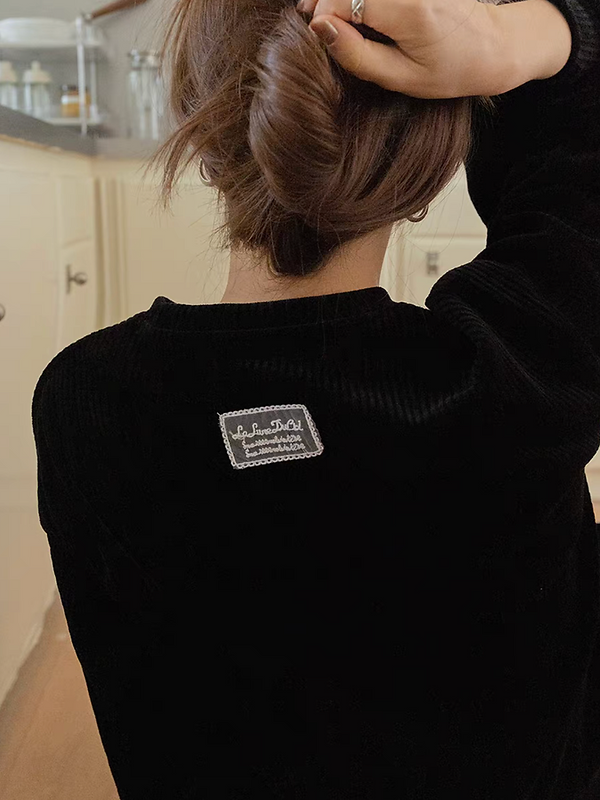 Cotton ribbed valour back laced label sweater + pants set