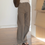 Thumbnail: Back adjusted strap denim high waisted straight pants