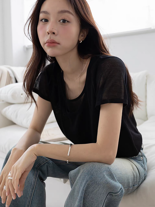 Poly rayon connected two pieces like knitted top 11