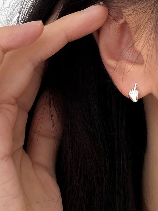 Middle fingers 925 silver earrings 