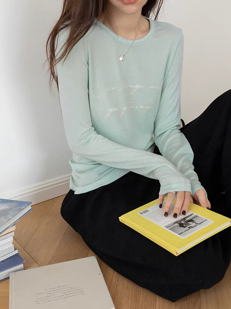 Blurry cursive print modal cotton lyocell tee 8