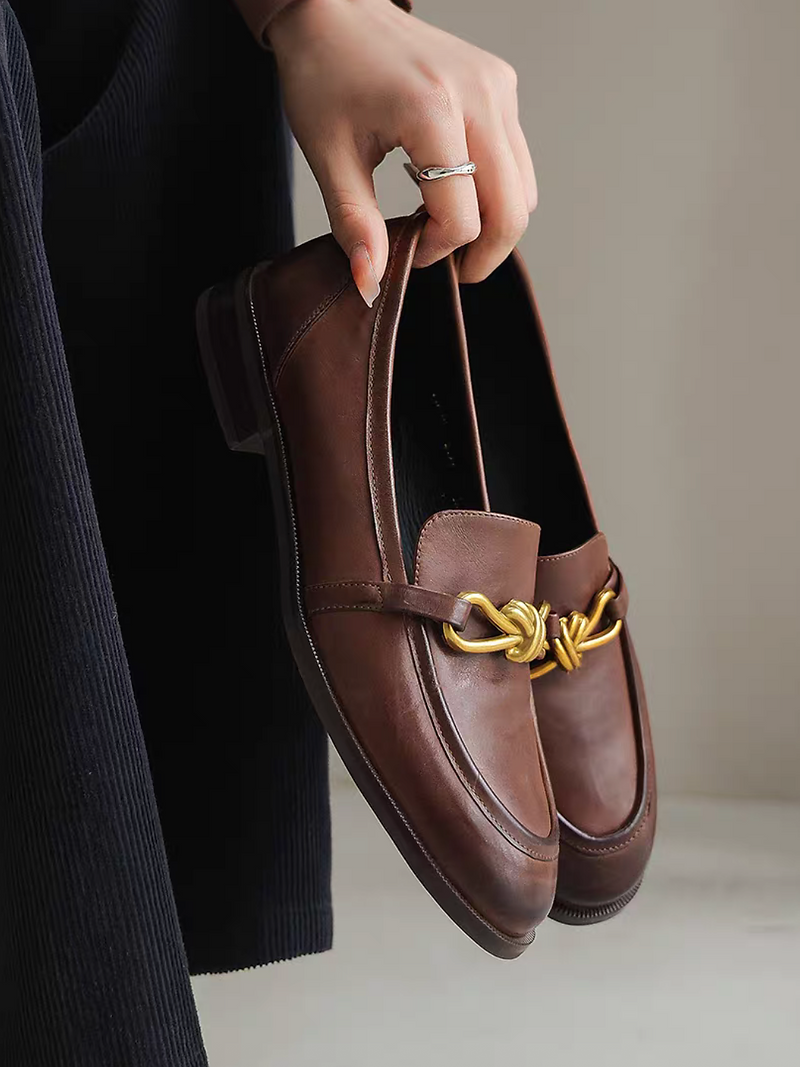 Matte buckle loop contour brushed off loafers 7