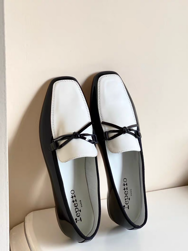 Repetto Paris made in France sheep skin black white loafers 8