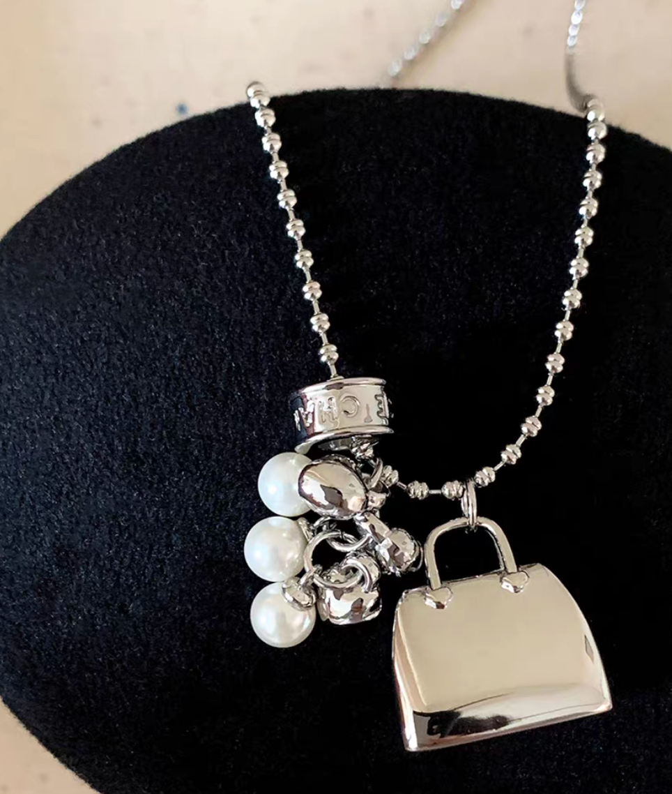 Thumbnail: Little handbag 925 silver necklace