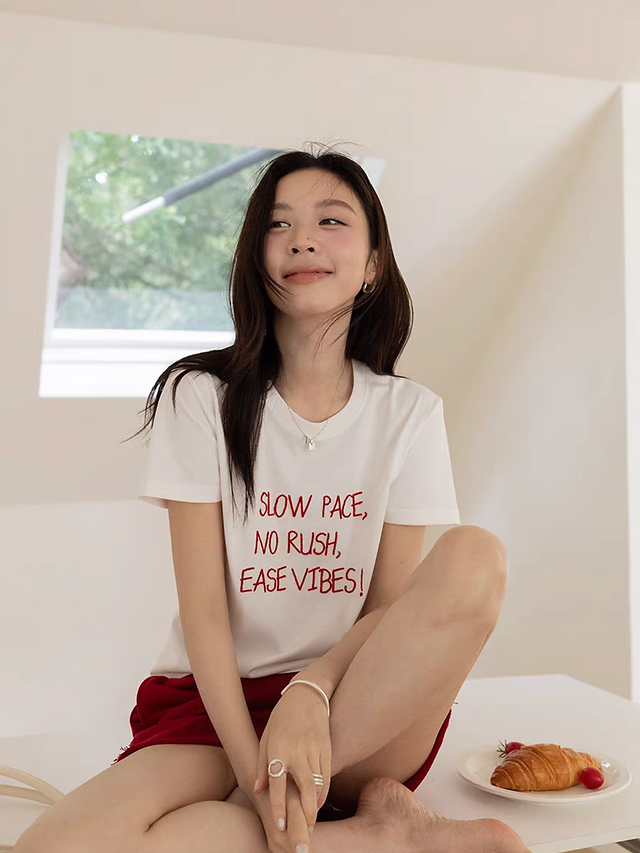 SLOW PACE embroidered cotton tee 11