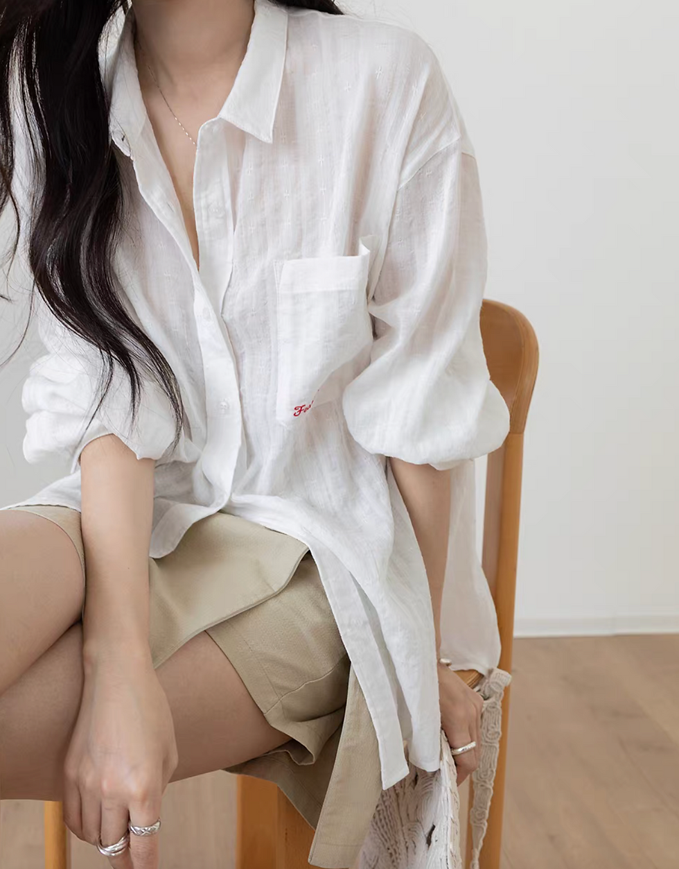 Thumbnail: High waisted side slit skirt lyocell cotton linen shorts