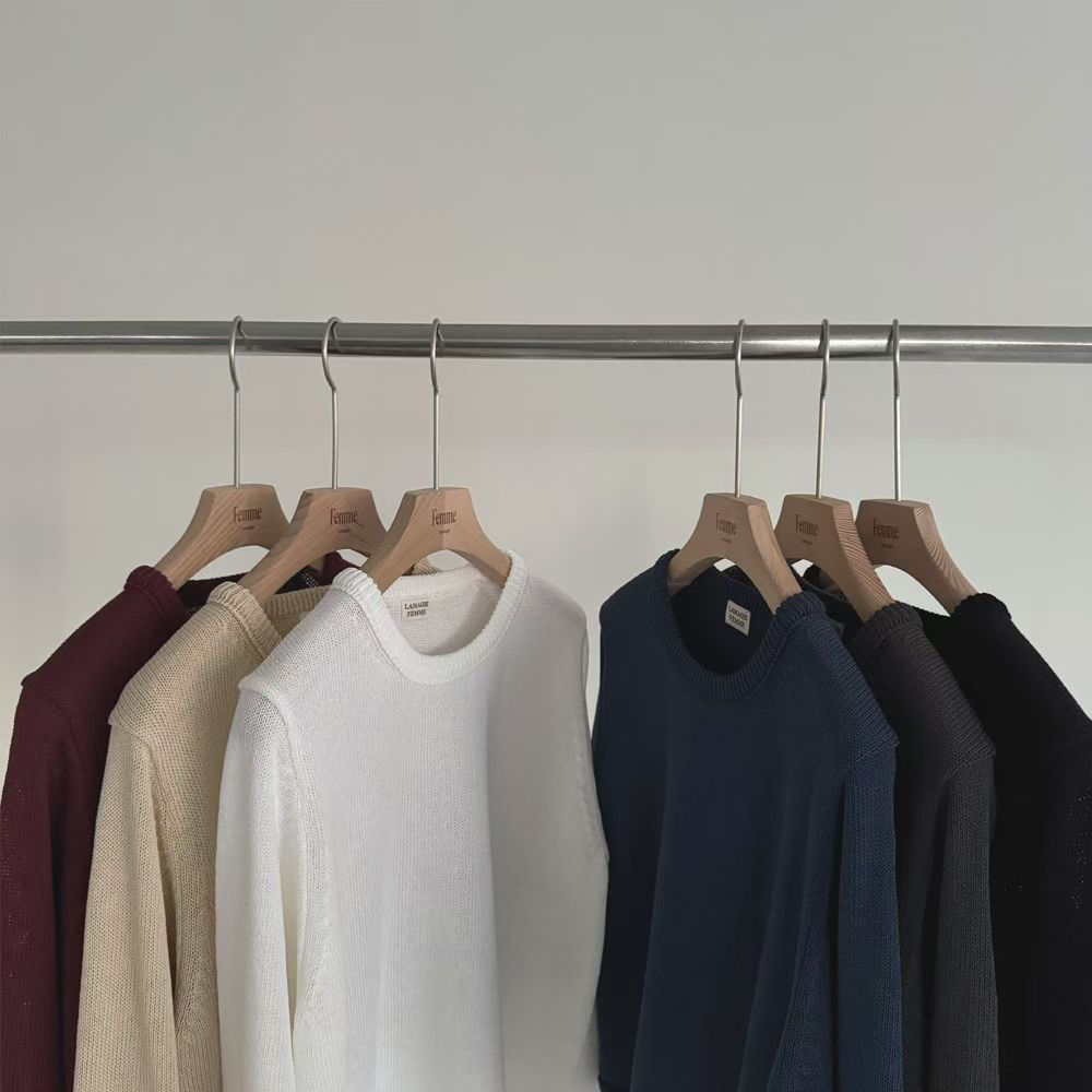 Linen acrylic crewneck knitted top 