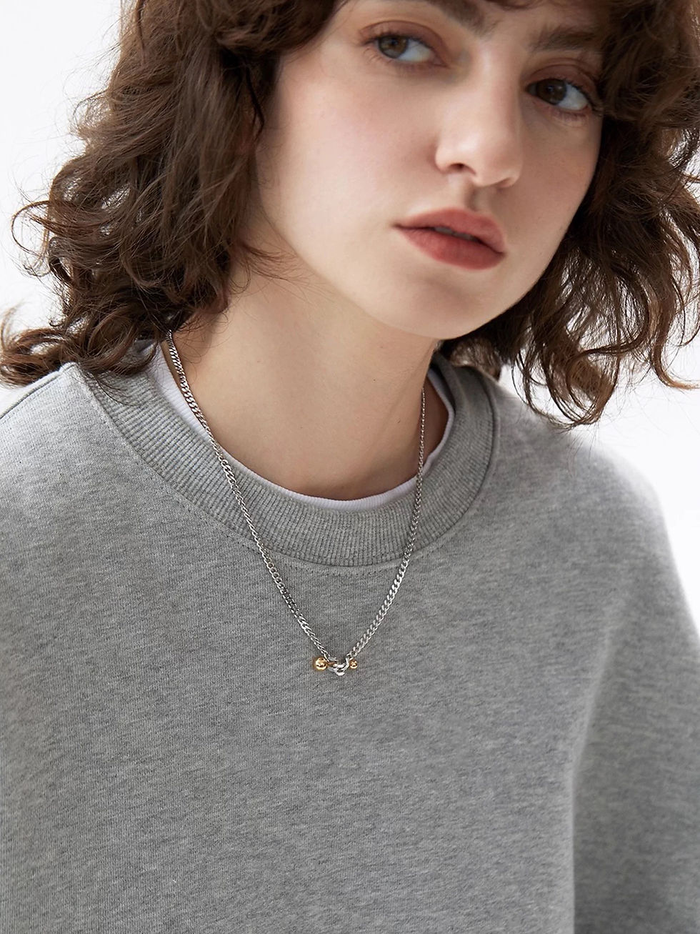 Thumbnail: 925 Silver bi color pin necklace 