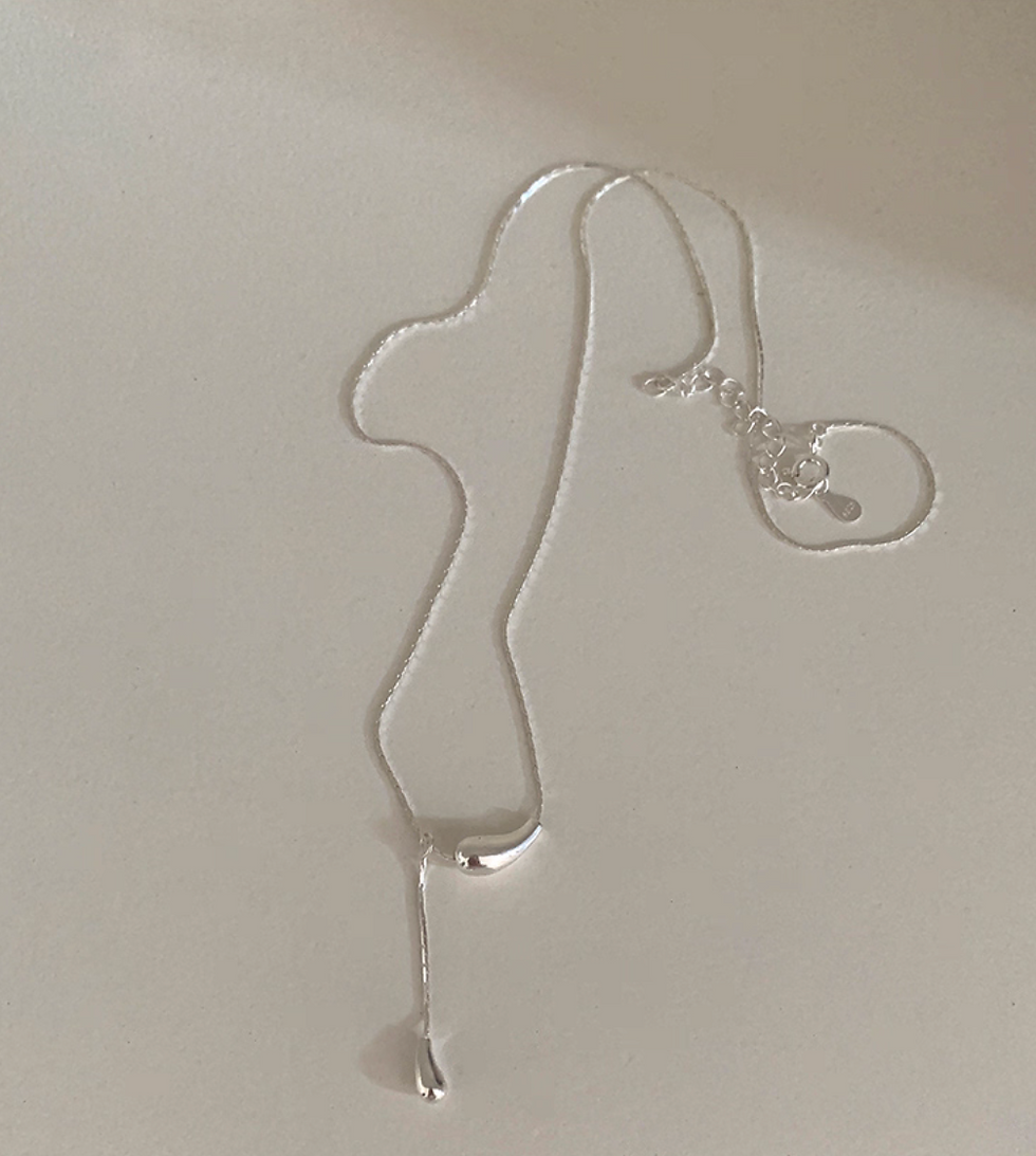 Thumbnail: Water droplet adjustable 925 silver necklace