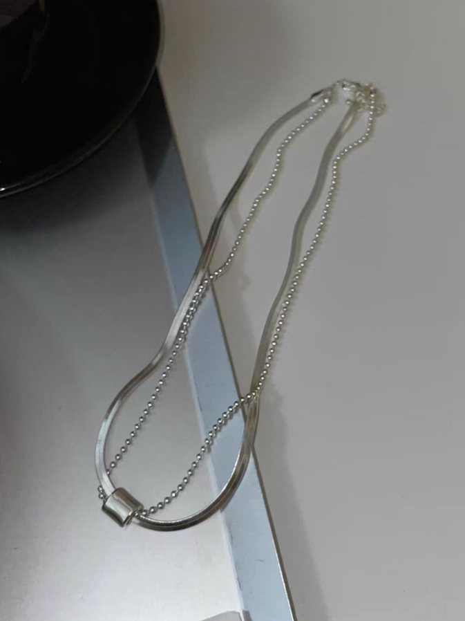 925 Silver artisanal layers charm necklace 13