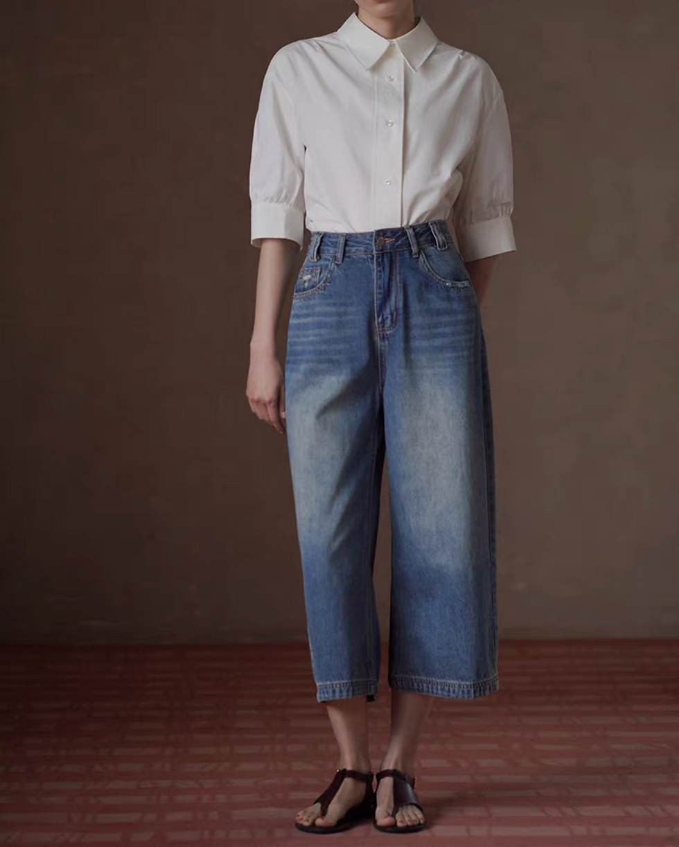 Thumbnail: Ivory pure cotton slim cut mid sleeved shirt