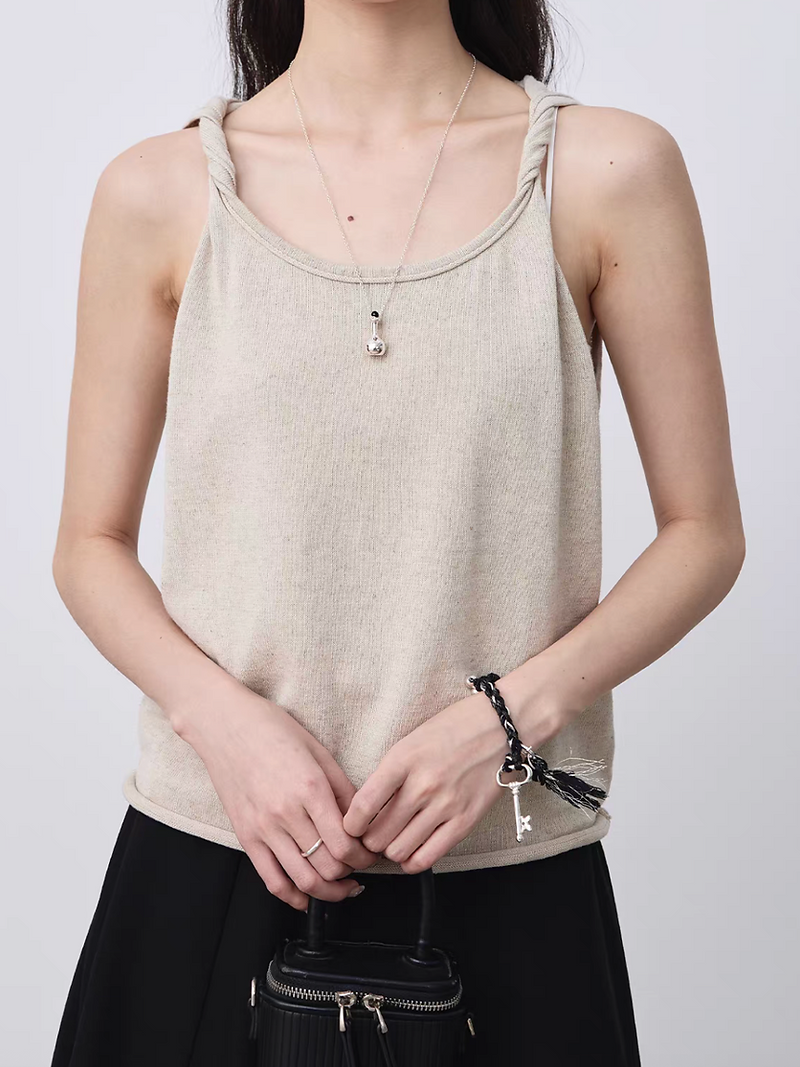 Twist straps cotton linen halter linen cotton camisole 10