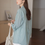 Thumbnail: Back knot sheer tencel mid length side pockets mid length shirt