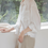 Thumbnail: Sheer cotton tencel embossed cropped shirt