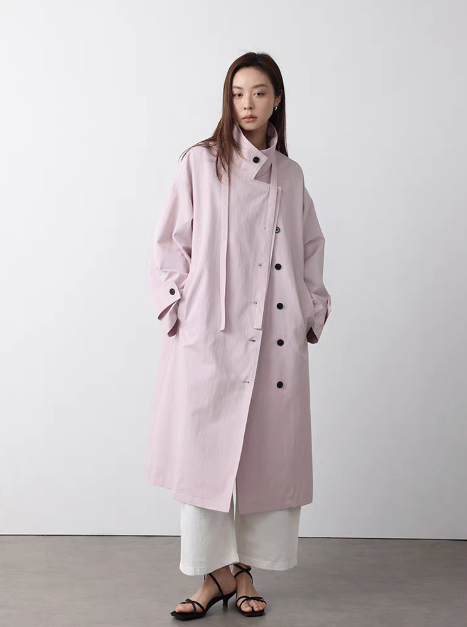 Thumbnail: Cotton rayon collaratte trench coat