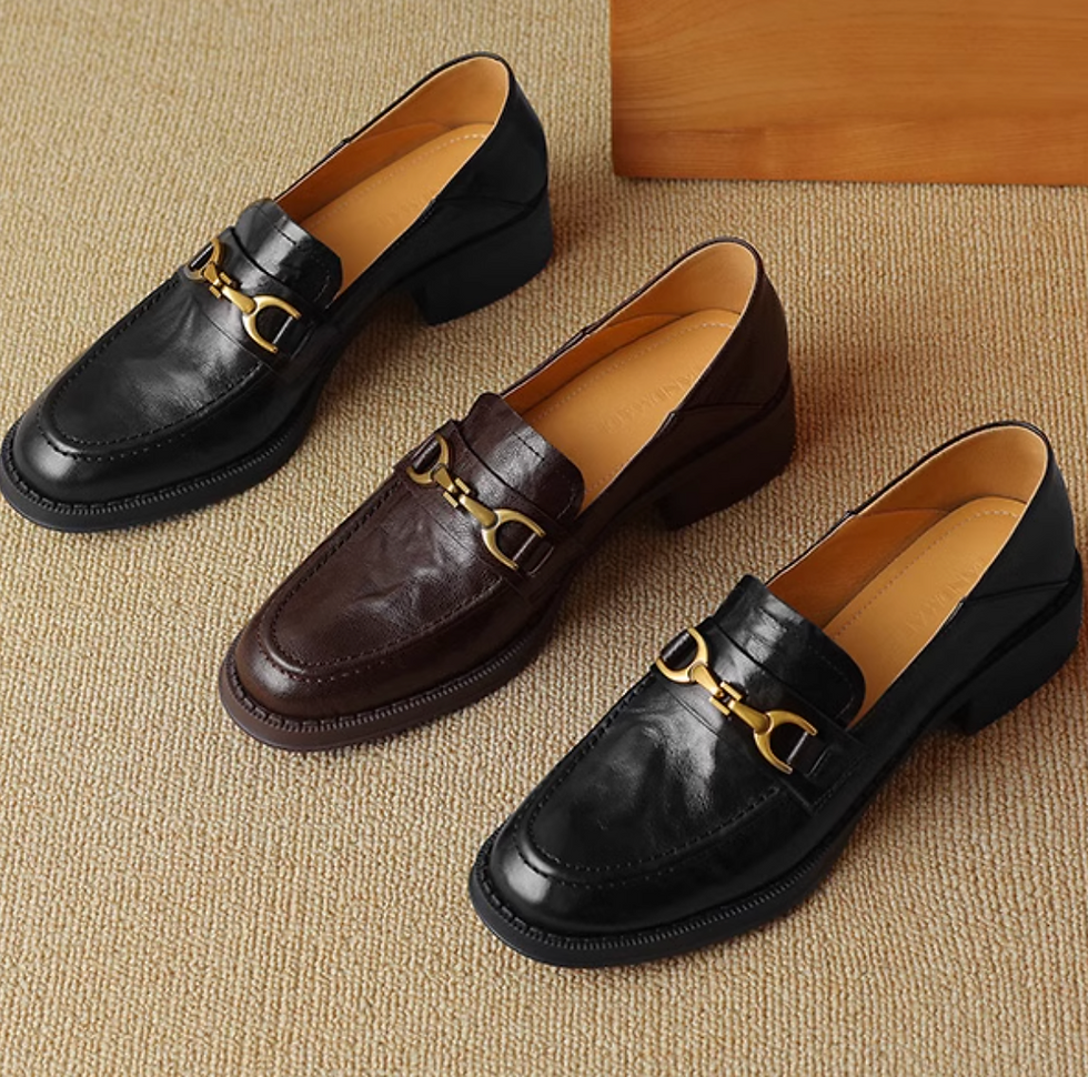 Thumbnail: Buckle deco ruffled lambskin loafers